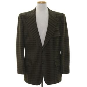 Vintage 70s Monarch Brown Houndstooth Polyester Western Sport Coat 42